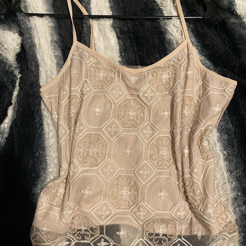 Vintage forever 21 Elegant, Beaded, and Beige Lace Camisole